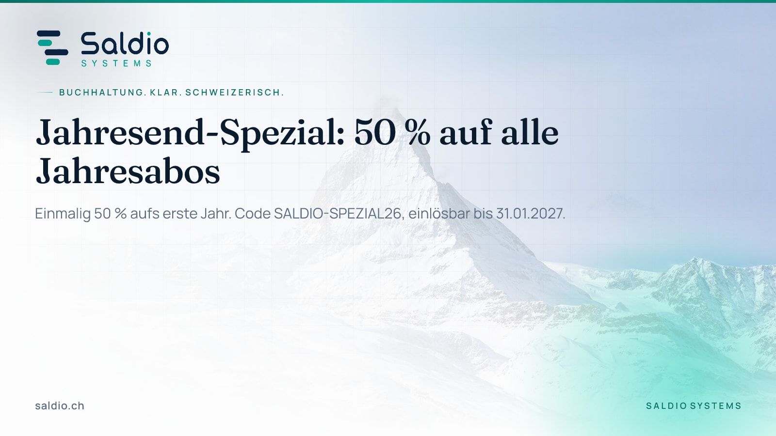 Jahresend-Spezial von Saldio: 50 % auf alle Jahresabos mit dem Code SALDIO-SPEZIAL26